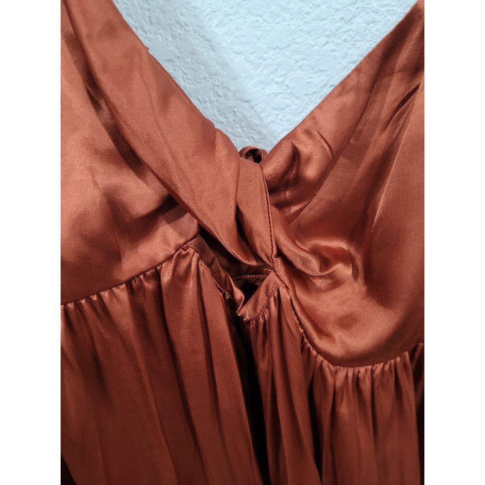 Topshop Women's Twist Satin Cami Chocolate size 8‎ NEW #15 - Picture 5 of 7